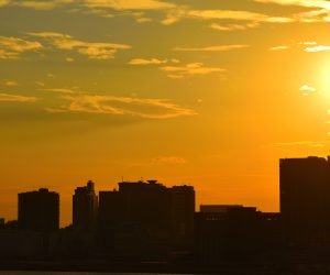 Building,And,Crimson,Sky,At,Sunset